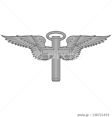 Gray winged cross with thick outline 136721433