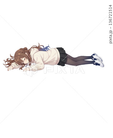 うつ伏せで倒れている女の子 136721514