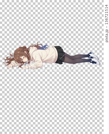 一個女孩臉朝下躺著 136721514