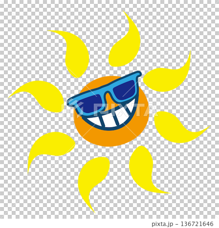 Smiling sun icon with sunglasses 136721646