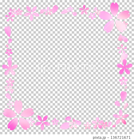 かわいい桜の四角いフレーム 136721671