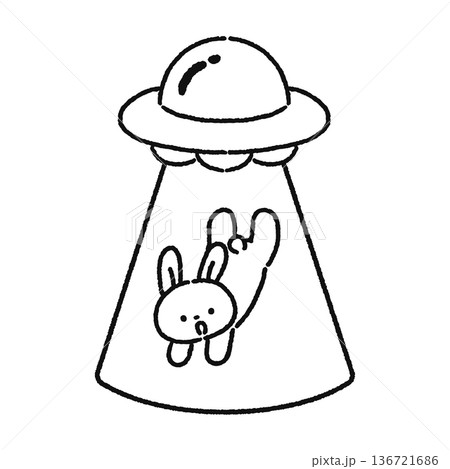 キャトられるウサギ　線画 136721686