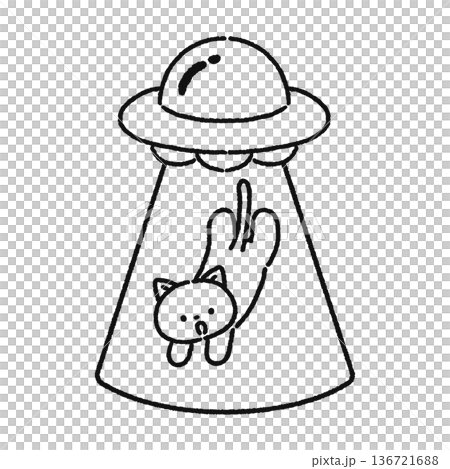 キャトられるネコ　線画 136721688