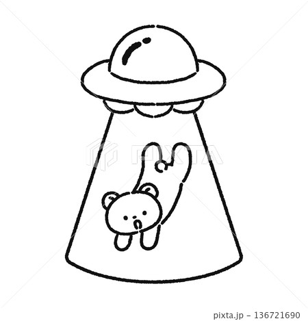 キャトられるクマ　線画 136721690