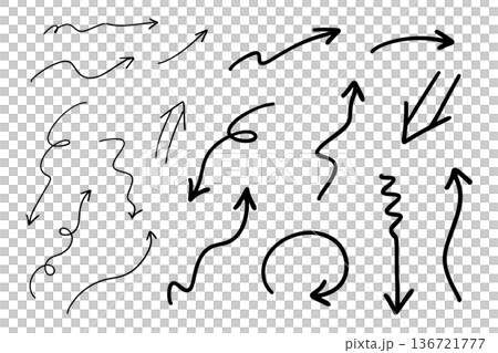 向量筆手繪箭頭設定黑白 136721777