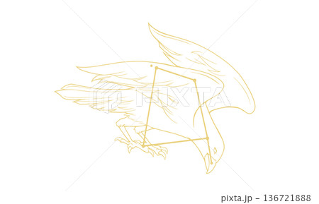 からす座の線画イラスト(ゴールド色でカラスの絵と星座線、線のみで塗りなし) からす座の線画イラスト(ゴールド色でカラスの絵と星座線、線のみで塗りなし) 136721888