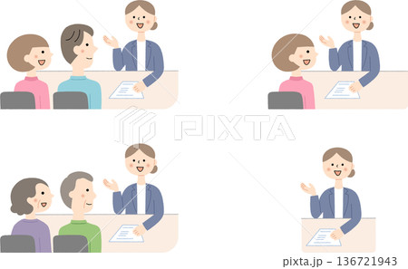 説明を聞く人々のイラストセット 説明を聞く人々のイラストセット 136721943