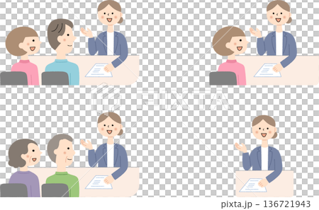 説明を聞く人々のイラストセット 説明を聞く人々のイラストセット 136721943