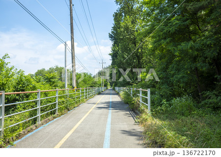 Bicycle path along the Geumgang River 136722170