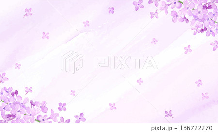 水彩で描いたライラックの背景素材 水彩で描いたライラックの背景素材 136722270