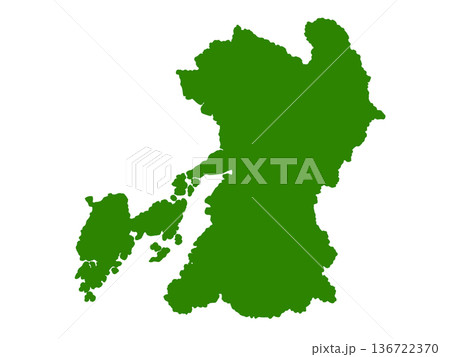 熊本県の地図(グリーン) 熊本県の地図(グリーン) 136722370
