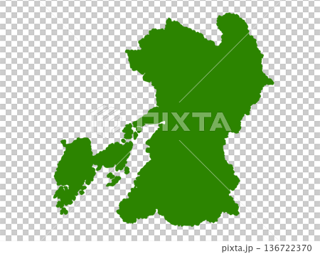 熊本県の地図(グリーン) 熊本県の地図(グリーン) 136722370