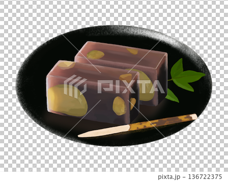 栗ようかん（黒皿、竹楊枝付き） 136722375