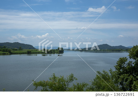 Bicycle path along the Geumgang River 136722691