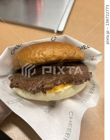 A mouthwatering burger with a juicy patty, fresh lettuce, tomato, and melted cheese, all nestled in a soft bun. Perfect for food photography, showcasing the indulgence of classic comfort food. A mouthwatering burger with a juicy patty, fresh lettuce, tomato, and melted cheese, all nestled in a soft bun. Perfect for food photography, showcasing the indulgence of classic comfort food. 136722773