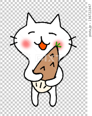 たけのこを抱くかわいい猫のイラスト たけのこを抱くかわいい猫のイラスト 136722847