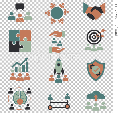 Teamwork and business strategy icon set flat...のイラスト素材 [136723044] - PIXTA