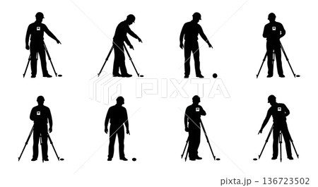 Black Solid Surveyor Point Toe Silhouettes Set of Six on White Background 136723502