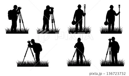 Black Solid Surveyor Tall Grass Silhouettes Set of Six on White Background Black Solid Surveyor Tall Grass Silhouettes Set of Six on White Background 136723732