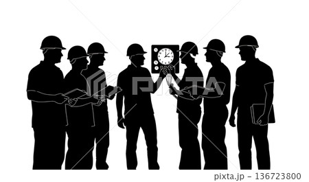 Black Solid Time Clock Adjust Silhouettes Set of Six on White Background Black Solid Time Clock Adjust Silhouettes Set of Six on White Background 136723800