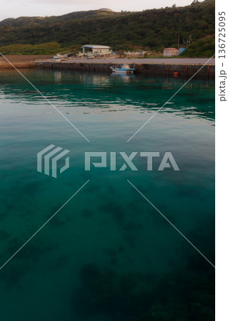 夕暮れの漁港 136725095