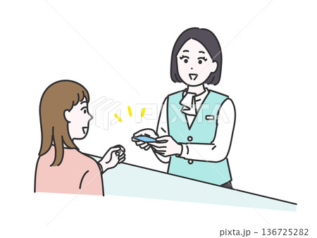 カードを返却するビジネス女性のイメージイラスト 136725282