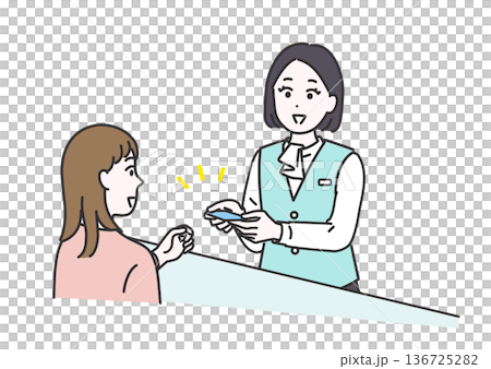 カードを返却するビジネス女性のイメージイラスト 136725282