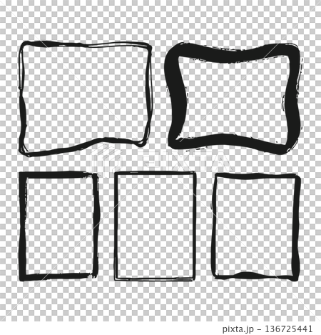 Collection of five blank rectangular shapes with varying edges and outline styles presented together. Collection of five blank rectangular shapes with varying edges and outline styles presented together. 136725441