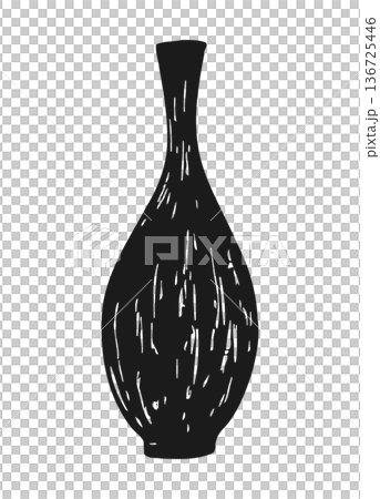 Elegant decorative vase illustration with minimalist design and classic silhouette in black and white style 136725446