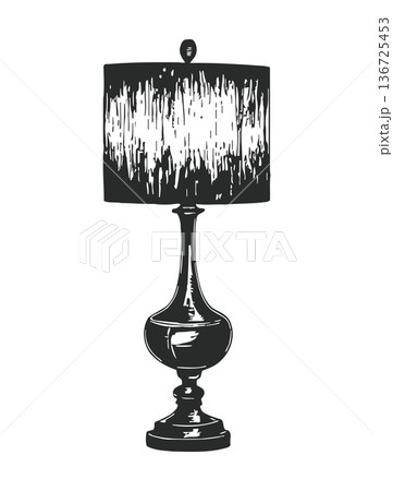 Elegant table lamp with unique shade and decorative base for modern home interior design 136725453