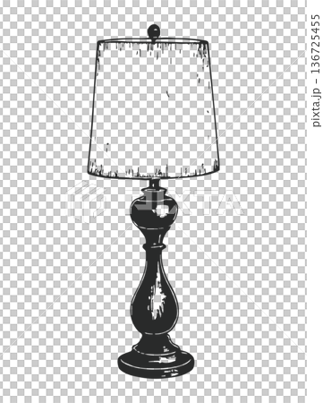 Elegant table lamp with classic design featuring white shade and decorative black base fixture Elegant table lamp with classic design featuring white shade and decorative black base fixture 136725455