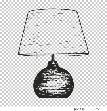 black and white table lamp illustration with shade and decorative base design element black and white table lamp illustration with shade and decorative base design element 136725456