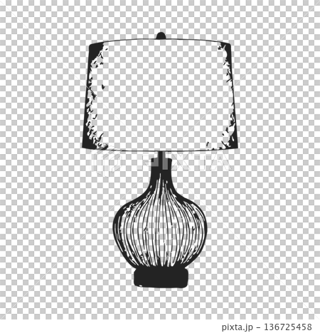 Classic black and white table lamp illustration with elegant shade and ornate details design Classic black and white table lamp illustration with elegant shade and ornate details design 136725458