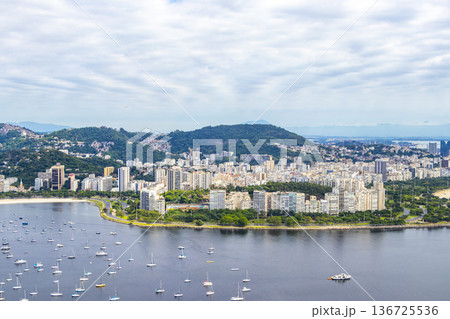 Rio de Janeiro Brazil Panorama View City Skyline Beach Mountains. Rio de Janeiro Brazil Panorama View City Skyline Beach Mountains. 136725536