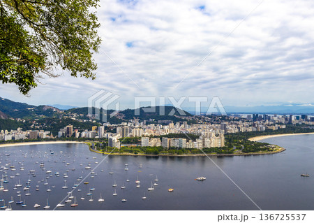 Rio de Janeiro Brazil Panorama View City Skyline Beach Mountains. Rio de Janeiro Brazil Panorama View City Skyline Beach Mountains. 136725537