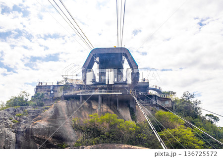Sugarloaf mountain and Cable Car Panorama Rio de Janeiro Brazil. Sugarloaf mountain and Cable Car Panorama Rio de Janeiro Brazil. 136725572