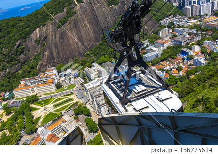 Sugarloaf mountain and Cable Car Panorama Rio de Janeiro Brazil. 136725614