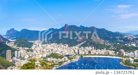 Rio de Janeiro Brazil Panorama View City Skyline Beach Mountains. Rio de Janeiro Brazil Panorama View City Skyline Beach Mountains. 136725761