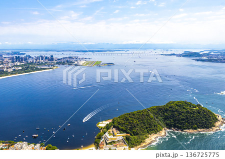 Rio de Janeiro Brazil Panorama View City Skyline Beach Mountains. 136725775