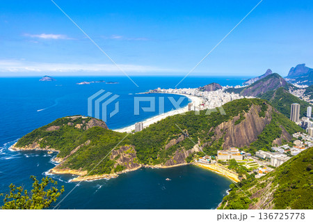 Rio de Janeiro Brazil Panorama View City Skyline Beach Mountains. Rio de Janeiro Brazil Panorama View City Skyline Beach Mountains. 136725778