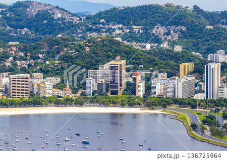 Rio de Janeiro Brazil Panorama View City Skyline Beach Mountains. Rio de Janeiro Brazil Panorama View City Skyline Beach Mountains. 136725964