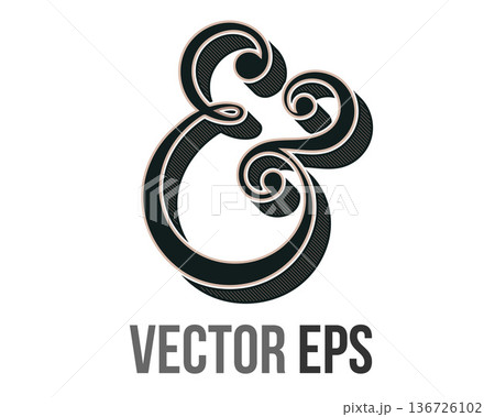Elegant ampersand symbol with vintage flair and decorative flourishes Elegant ampersand symbol with vintage flair and decorative flourishes 136726102