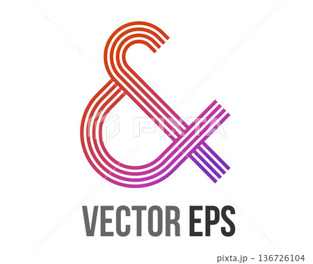 Modern ampersand symbol with gradient stripes in red and purple 136726104