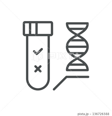 Lab DNA Test Icon, Outline Test Tube with Positive and Negative Results, Genetic Screening, Medical Laboratory Analysis Pictogram Lab DNA Test Icon, Outline Test Tube with Positive and Negative Results, Genetic Screening, Medical Laboratory Analysis Pictogram 136726388