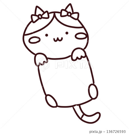 リボンをした仰向けで甘えるかわいい三毛猫 リボンをした仰向けで甘えるかわいい三毛猫 136726593