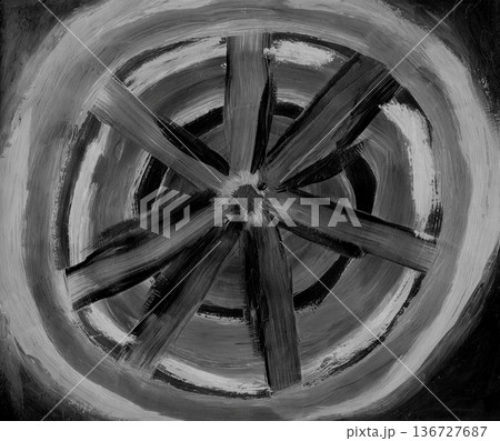 A captivating abstract image showcasing a radial design with bold brushstrokes. The dynamic circular pattern conveys motion and energy, ideal for creative projects and artistic presentations. A captivating abstract image showcasing a radial design with bold brushstrokes. The dynamic circular pattern conveys motion and energy, ideal for creative projects and artistic presentations. 136727687