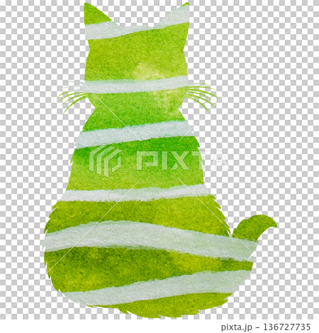美麗的水彩畫貓剪影圖示圖像 136727735