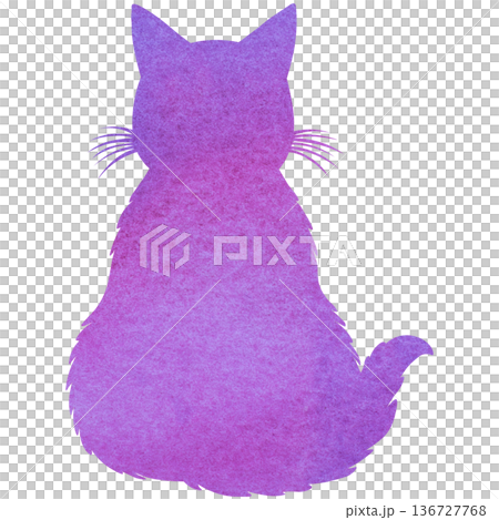 Beautiful watercolor cat silhouette icon image 136727768