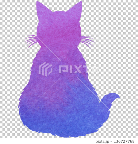 Beautiful watercolor cat silhouette icon image Beautiful watercolor cat silhouette icon image 136727769