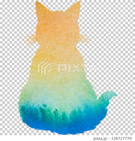 Beautiful watercolor cat silhouette icon image Beautiful watercolor cat silhouette icon image 136727770